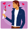 Man holding a bouquet of flowers